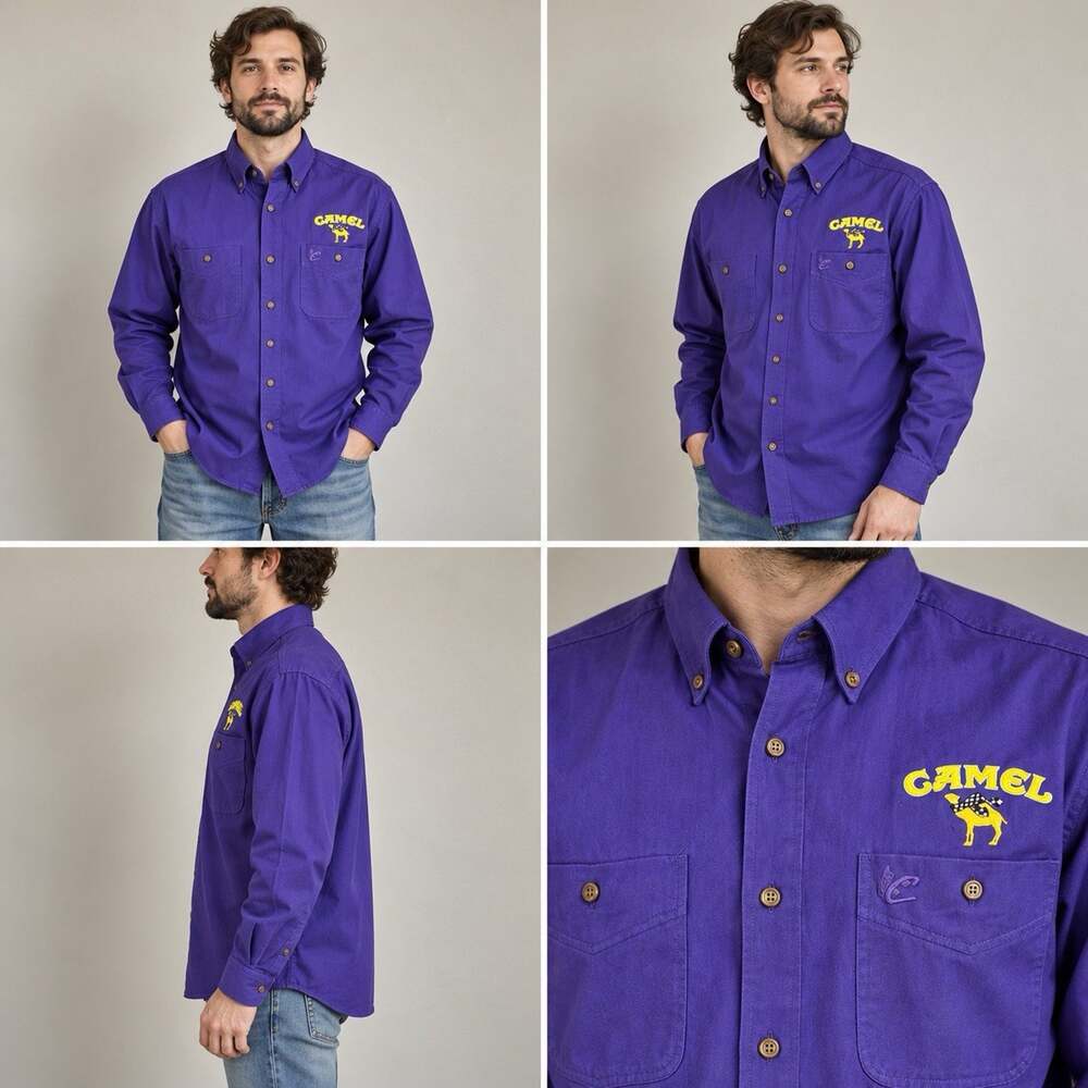 Chase Racewear Camel Shirt Men’s Medium Purple Cotton Long Sleeve Button Down